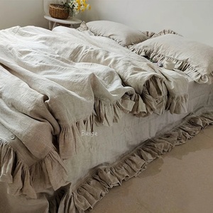 Funda de edredón con volantes de lino Shabby Chic, todos los tamaños, suntuosamente suave con volantes largos de sirena para uso en el hogar, Hotel, boda, Hospital - Product Image 6