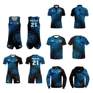 Ensemble de maillots de rugby sur mesure en gros, série personnalisée, respirant, grande taille, séchage rapide, polyester, vêtements de football de rugby unisexe - Product Image 6