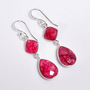 ต่างหูพลอยอัญมณีตัด925แฟชั่นสำหรับผู้หญิงทำมือน่ารักเครื่องประดับหินสองชิ้นสำหรับงานแต่งงานของขวัญโดยตรง - Product Image 1