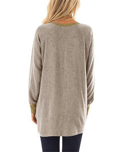Cuello redondo Mujer Casual Manga larga Color Block Pullover Túnica Tops con bolsillos OEM Sudadera personalizable en blanco sudaderas con capucha - Product Image 2