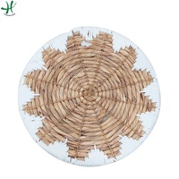 Set de table rond en bambou 300 mm, antidérapant, design oriental, pour vaisselle et boissons