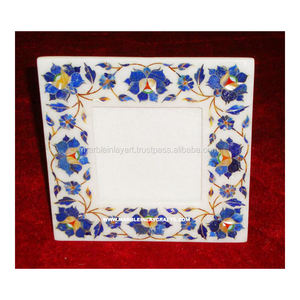 Mop Flower Design On Square Shape Cadre photo en incrustation de marbre de la meilleure qualité avec surface lisse et brillante Cadre en incrustation de marbre - Product Image 1
