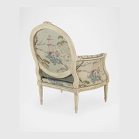 Juego de Sillones Adeleine Bergere de Madera de Caoba con Tapicería de Terciopelo, Acabado Crema, Diseño de Mediados de Siglo, Esponja, para Sala de Estar de Villa o Apartamento