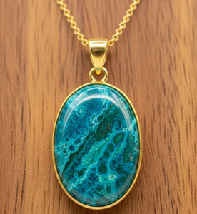 Top Grade Dainty 925 Chaîne En Argent Sterling Bohème Naturel Chrysocolle Forme Irrégulière Pendentif Guérison Cristal Cadeau De Mode - Product Image 4