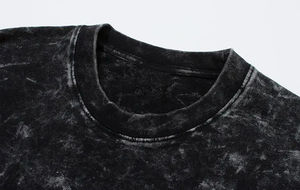 2024 hecho a medida última moda 100% algodón precio barato hombres cuello redondo lavado ácido camiseta negra de gran tamaño - Product Image 5