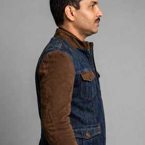 GLOBAL LEATHER GL-002 Veste sans manches en jean et cuir pour homme, coupe-vent, respirante, formelle, pour l'hiver, avec logo personnalisé sur le devant - Product Image 3