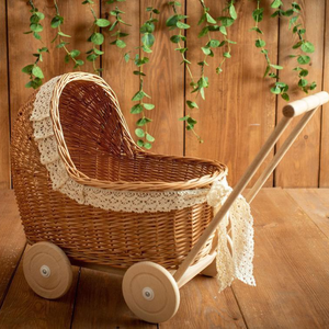 Poussette pour bébé en rotin naturel en osier-Fabriqué à la main avec amour pour un landau sûr et esthétique - Product Image 5