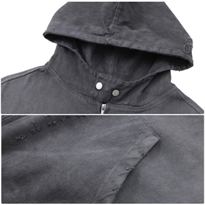 Fabricant unisexe surdimensionné vintage Sun Fade Zipper Sweat à capuche personnalisé hommes en détresse recadrée acide délavé Zip Up Hoodie - Product Image 5