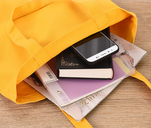 Bolso Tote de lona de algodón de gran tamaño para compras con logotipo personalizado impreso con asa de cuero - Product Image 3