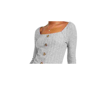 Top de punto con botones al frente para jóvenes de Almost Famous, color gris, talla X-Large - Product Image 2