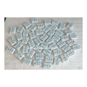 Boîte en marbre nacre blanche la plus populaire Boîte verte Incrustation de pierres précieuses Taille de travail 7.5x10 cm Boîte à bijoux Motif personnalisé - Product Image 1