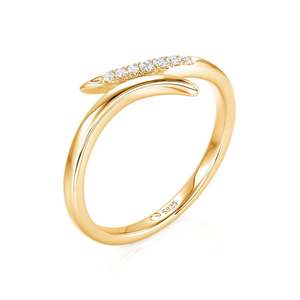 แหวนแต่งงานแบบมินิมอล Jeulia Parallel Meet Gold สำหรับผู้หญิง - Product Image 2