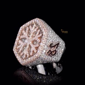 Anillo llamativo de copo de nieve de diamante cultivado en laboratorio de oro sólido de 10K, joyería de Hip Hop de lujo, estilo ostentoso brillante para Unisex - Product Image 4