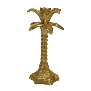 Soporte de vela con diseño de palmera, soporte de vela chapado en oro de metal a precio barato, de buena calidad para el hogar y el hotel, nuevo y elegante - Product Image 2