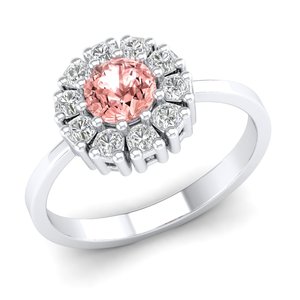 REYES 925 Sterling <b>Silver</b> GRA Certified VVS Moissanite Ring Round Brilliant Cut 0.5 Carat Morganite Gemstone Delicate Rings - Product Image 2