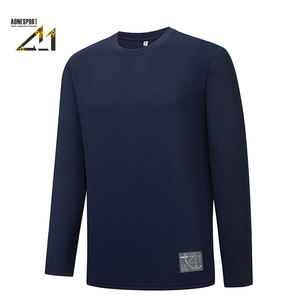 T-shirt à manches longues en tricot 100% polyester pour homme, uni, sportif, respirant, séchage rapide, anti-froissement, léger - Product Image 1