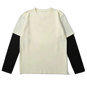 เสื้อยืดแขนยาวผ้าฝ้าย100% สำหรับผู้ชายเสื้อวาฟเฟิลฮิปฮอปลายกราฟิกทรงโอเวอร์ไซส์ - Product Image 1