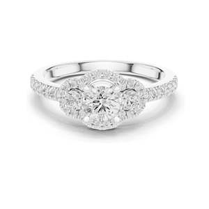 Bague halo en diamant de laboratoire rond brillant de 0,95 carat pour femme, clarté VVS-VS EF, or 18 carats, 14 carats, 10 carats et argent 925, rose - Product Image 3