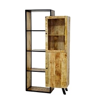 Gabinete de vitrina de almacenamiento convertible moderno contemporáneo Exhibición de madera de mango única Extensible Estilo de madera maciza Sala de estar para el hogar