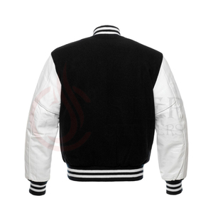 Veste de Baseball avec broderie Chenille, haut de gamme, manches en cuir, en laine noire, parka d'été - Product Image 6