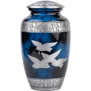 Urne en aluminium imprimée sur mesure de conception gravée pour les cendres de crémation d'adultes de souvenir Urne de crémation en métal de premier rang d'Inde - Product Image 1