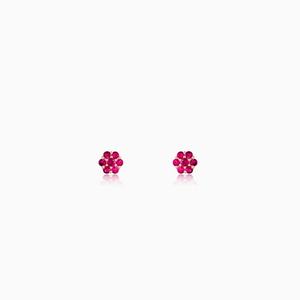 Rose Gold Magenta Flower Stud Kids Pendientes Elegante Kid's Jewelry - Product Image 1