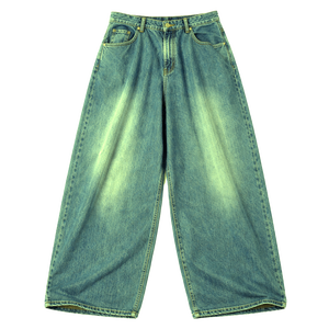 Jean baggy en denim 100 % coton pour homme, coupe extra large, ample, délavé clair, teint en pièce, pantalon décontracté OEM - Product Image 4