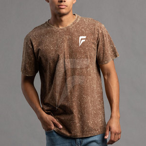 เสื้อยืดแฟชั่นสีพื้นพิมพ์ลายแบบย้อมสีเอซิด คอกลม สไตล์ลำลอง ผลิตจากผ้าฝ้าย 100% ผลิตในปากีสถาน ทรงหลวม ระบายอากาศได้ดี แห้งเร็ว สำหรับผู้ชาย - Product Image 2