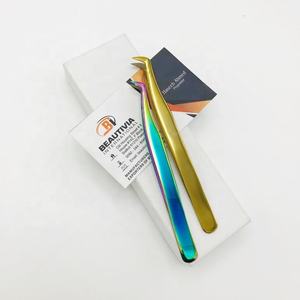 Pince à cils professionnelle de volume russe de marque privée outil de beauté en acier inoxydable pointe en fibre d'acier durable pour cils - Product Image 4