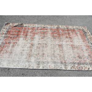 พรมขนสัตว์สีเบจสีแดงแบบคลาสสิกขนาด4.4x7.9ฟุตสไตล์กิลิมขนาดใหญ่สไตล์ตุรกีสี่เหลี่ยมผืนผ้าพรมยางรองหลังสำหรับโถงทางเดินหนา10มม. - Product Image 3