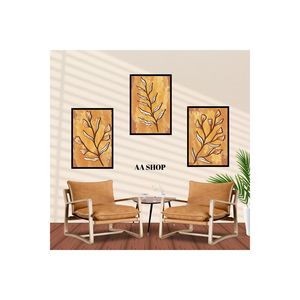 79\" MDF Table Set with Quality Printing <b>Frame</b> 3-Piece Flower Leaf Color Faded Wall Accents - Product Image 2