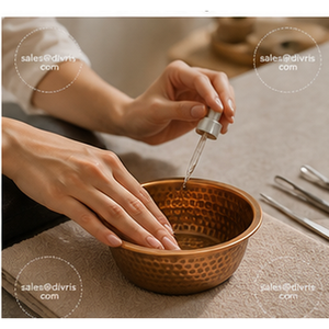 Bol à manucure artisanal en cuivre fini, forme ronde, pour les fournitures d'art des ongles, usage domestique ou en salon - Product Image 3