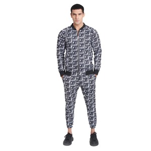 Survêtement d'hiver pour homme respirant 100% coton léger à séchage rapide Noir imprimé numérique Évacuation de l'humidité Écologique Fermeture éclair - Product Image 1