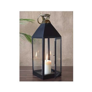 Hanging Iron <b>Lantern</b> With Glass <b>Black</b> Color Decorative Candle Holder <b>Lantern</b> For Outdoor Indoor Home Garden Lighting Decor - Product Image 5