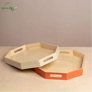 Plateau en bambou laqué octogonal moderne, fait à la main, léger, écologique, durable, durable, sans danger pour les aliments, utilisation domestique décorative - Product Image 1