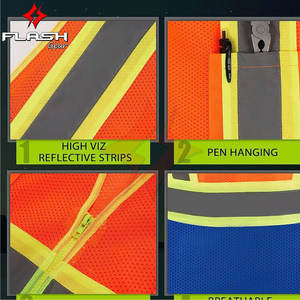 Chaleco de Trabajo Reflectante de Alta Visibilidad, Impermeable, con Múltiples Bolsillos, ANSI Clase 1, para Hombre, con Logotipo Personalizado (Poliéster/Algodón) - Product Image 2