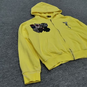 เสื้อฮู้ดดี้ทรงบ็อกซี่แบบสวม ซิปหน้า ตัวใหญ่ ปักลายตัวอักษร ล้างสีแบบแอซิดวอช ทรงครอป สำหรับผู้ชาย - Product Image 3