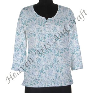 Estampado de bloque de mano 100% algodón indio elegante impreso mujer exclusivo Top/corto Kurti para diseñador Uso de tela de alta calidad - Product Image 1