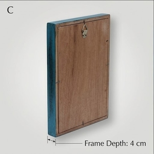 Wooden <b>Wall</b> <b>Frame</b> With Floral <b>Design</b> Home Decor Painting <b>Frame</b> Rectangle Blue Color - Product Image 2