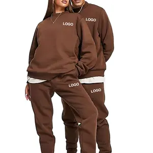 Chándal Unisex de alta calidad, chándal de invierno, nuevo estilo, logotipo personalizado, ropa de chándal, Etiqueta Privada, logotipo personalizado teñido marrón
