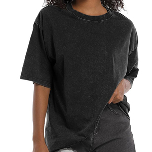High Quality Oversized Women Cotton Vintage Acid Wash <b>Thick</b> Casual Basic Tees Top Street Wear for Women Long <b>T</b>-<b>shirt</b> for men - Product Image 2