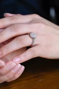 925 Silver Halo Emerald Cut Original Moissanite Engagement Ring Vintage Proposal Ring Unique Anniversary <b>Birthday</b> Gift for Women - Product Image 6