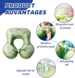 Bouée de bain gonflable premium pour bébé en PVC avec sangle d'épaule, gonflage facile par pression, pour nourrissons de 6 mois et plus - Product Image 4