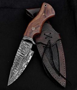 Couteau de chasse Skinner en acier Damas fait main de 97 mm, qualité supérieure avec manche en bois confortable, taille personnalisée, OEM pris en charge - Product Image 2