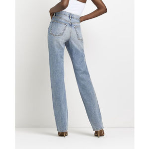 Show Stitch-Jean bleu à coupe droite pour femme, pantalon denim à prix abordable, nouveauté 2023 - Product Image 4