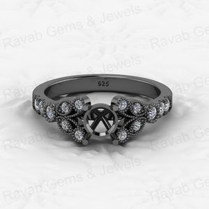 แหวนเงิน925ทึบทรงครึ่งวงกลมขนาด6มม. ประดับเพชร CZ ทรงครึ่งวงกลมมีลวดลายเป็นเส้นแบบเปิดโล่งมีการตั้งค่าเครื่องประดับเพื่อการระลึกถึงการค้นพบ DIY - Product Image 3