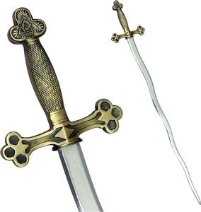 Épée Cérémonielle Maçonnique Flambeau du Serpent, Compas Carré, Longueur de la Lame 26-25 Pouces, Matériau du Manche Acier Inoxydable - Product Image 4