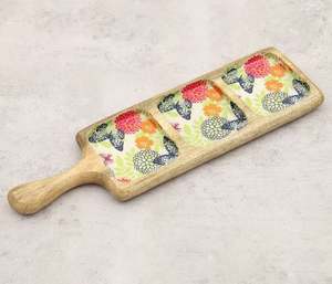 Recién llegado para plato con compartimento de madera de mango para servir nueces, dátiles y postres, esmalte impreso para Ramadán y Diwali - Product Image 6