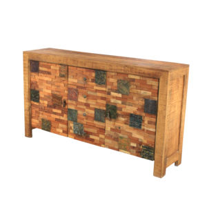 Aparador de Madera Maciza Rústico Vintage, Mueble de Almacenamiento con Marco de Madera, Mesa Buffet, Armario, L160 x An40 x H90 cm, Marrón - Product Image 6