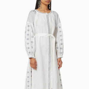 Nouvelles arrivées Robe longue ukrainienne brodée décontractée à manches ballons pour femmes - Product Image 1